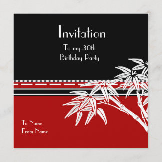 Invitation Red Black White Asian Bamboo TEST