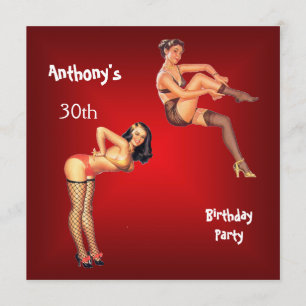 Invitation red Pin-up Girls Birthday Party