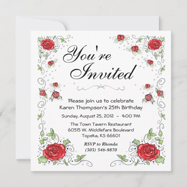 Invitation - Red Roses (Front)