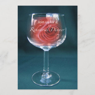 Invitation Rehearsal Dinner Wineglass Rose