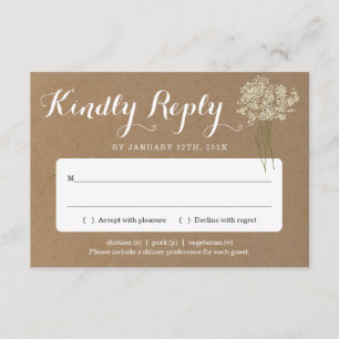 Invitation Reply Card Insert Rustic Babys Breath