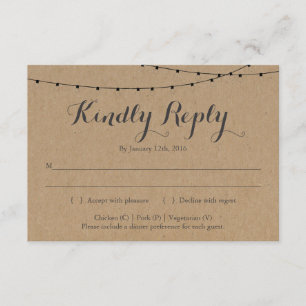 Invitation Reply Card Insert   Rustic Kraft