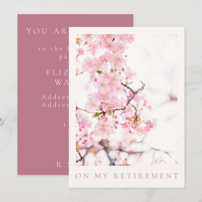 INVITATION : RETIREMENT : CHERRY BLOSSOM BRANCH (Front/Back)