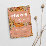 Invitation Retro 40th birthday (or any age)<br><div class="desc">Bring a touch of funky retro style to your birthday event with these easy-to-customise invitations & editable text. Great for a 40th birthday but can be edited for any age! The dusty pink and orange florals bring a lovely 1960s chic to this simple and elegant birthday party invitation.</div>