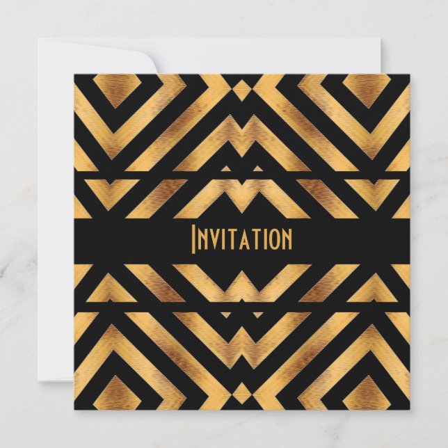 Invitation Retro Black Gold Exotic 2 (Front)