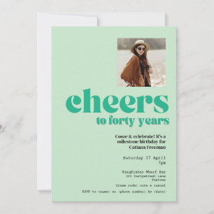 Invitation, Retro Sage Green, 40th birthday party Invitation