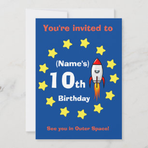 Invitation - Rocket ship Custom Birthday -add name