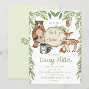Invitation Rustic Woodland Forest Animal Baby show