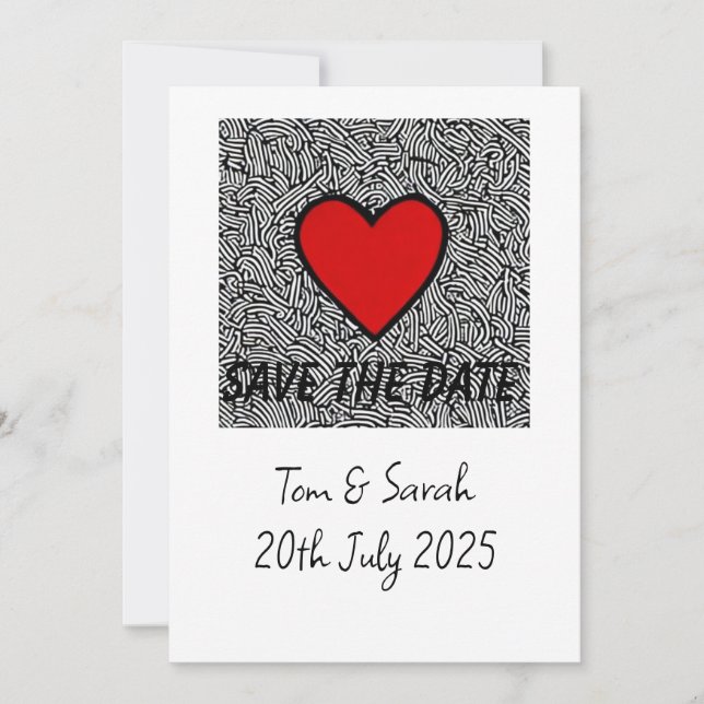 Invitation save the date love heart wedding (Front)