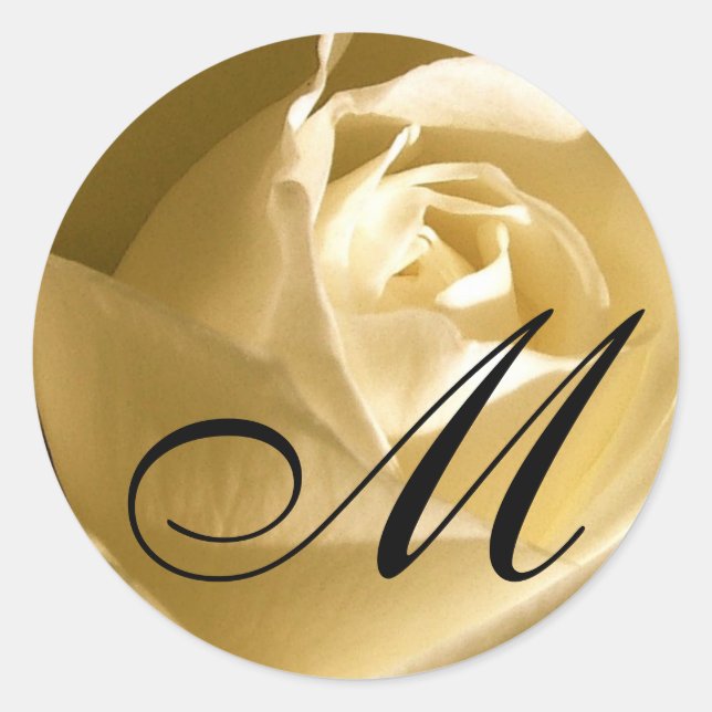 Invitation Seal_Initial, monogram, letter Rose Classic Round Sticker (Front)