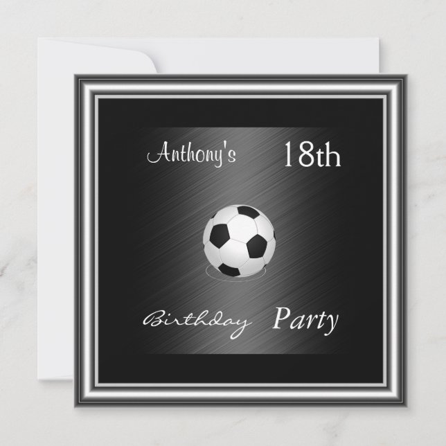 Invitation Soccer 18th Birthday Party  silver (Front)