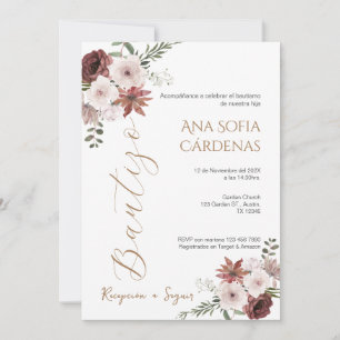 Invitation Spanish Baptism Girl invitation pink