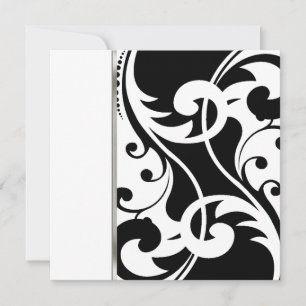 Invitation Square Black and White Damask