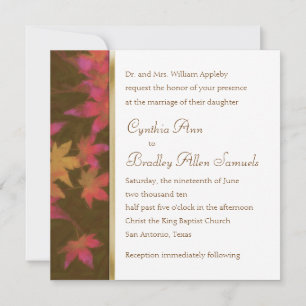 Invitation Square Fall Leaves