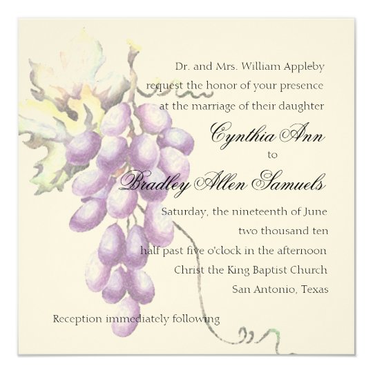 Invitation Square Purple Bunch of Grapes