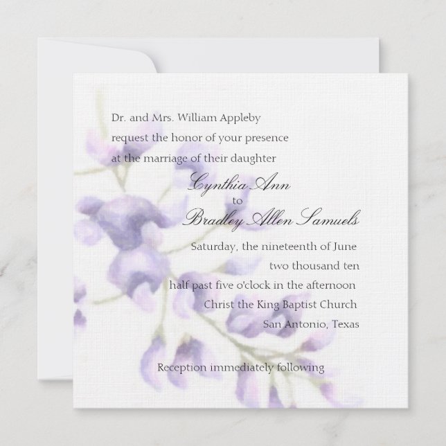 Invitation Square Purple Wisteria (Front)
