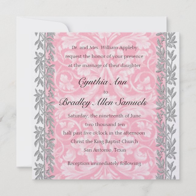 Invitation Square Renaissance with Silver Border (Front)