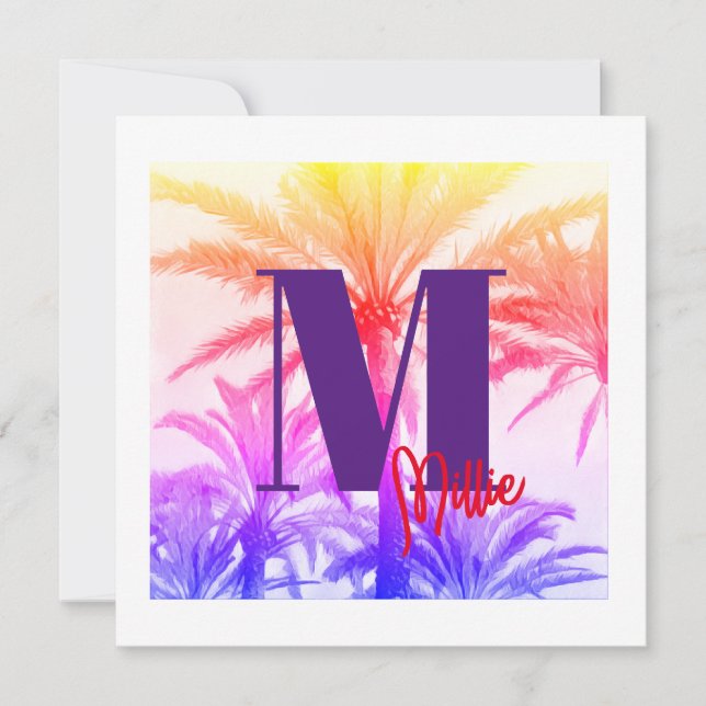 INVITATION summer tropical palm tree 80's  (Front)