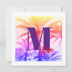 INVITATION summer tropical palm tree 80's 