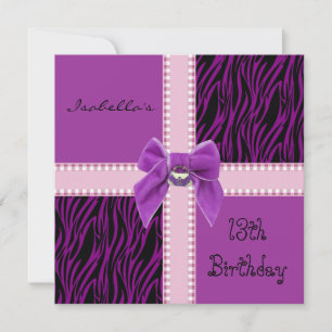 Invitation Sweet 13th Birthday Purple Pink