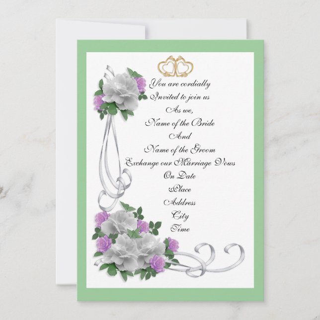 Invitation template elegant white roses (Front)
