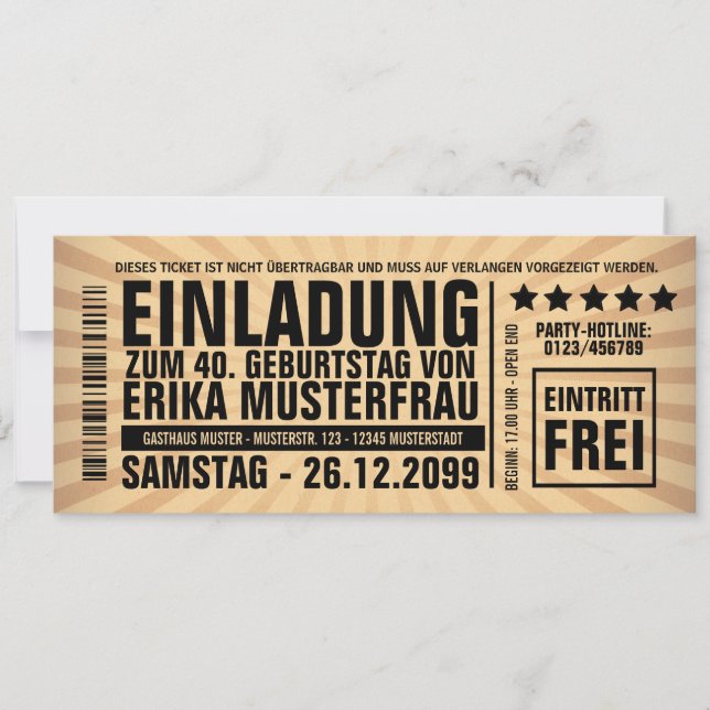 Invitation to 40th birthday (customizable) (Front)