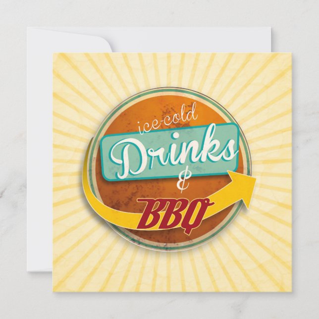 Invitation to BBQ in 50s style (Front)