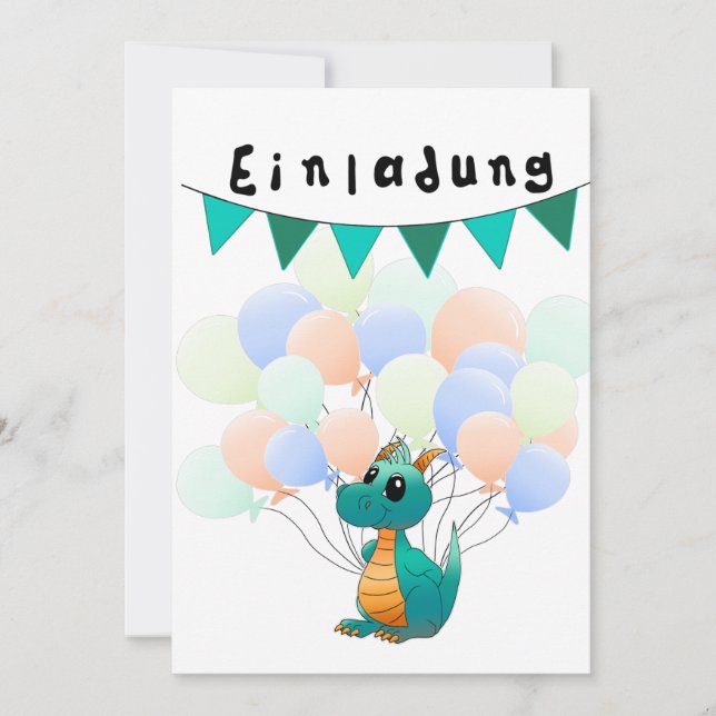 invitation to children's birthday dragon (Front)