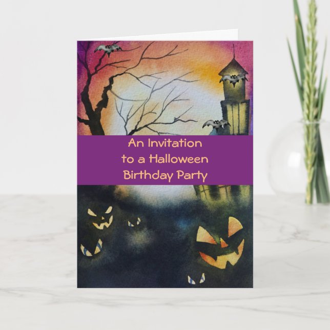 Invitation to Halloween Birthday Party for Kids (Front)