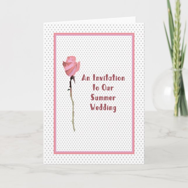 Invitation to Summer Wedding Rose and Polka Dots (Front)