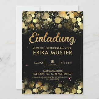 Invitation to the 30th Birthday "Golden Font"