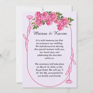 Invitation to the flower pink wedding
