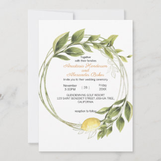 Invitation to wedding ceremony.