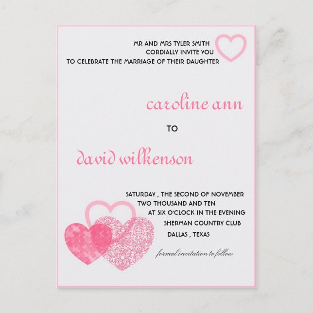 Invitation - two hearts beating as one (Front)