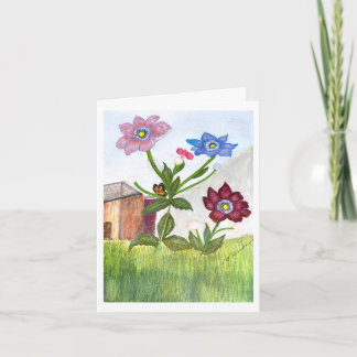 INVITATION Watercolor Painting of Grass & Flowers