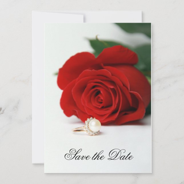 Invitation wedding card, Red Rose, Save the Date (Front)