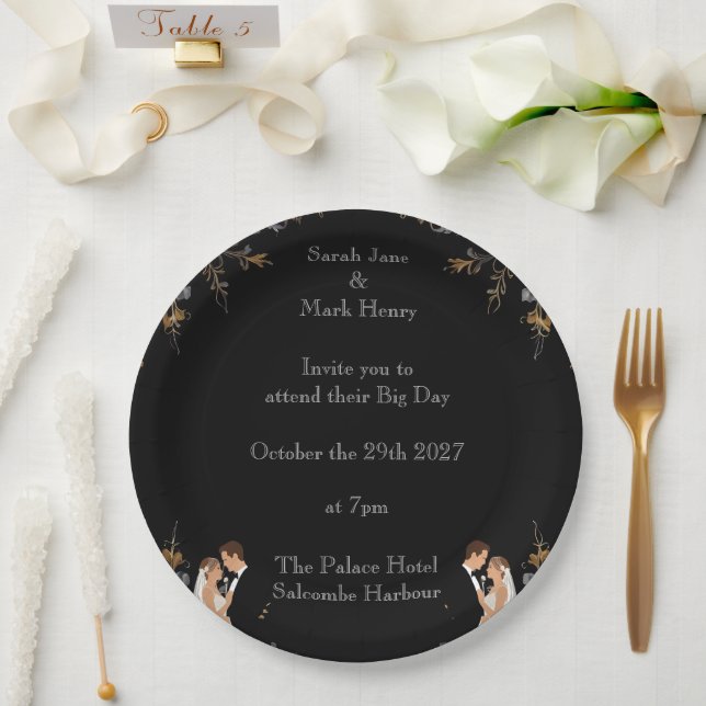 Invitation Wedding layout you can personalise Paper Plate (Wedding)