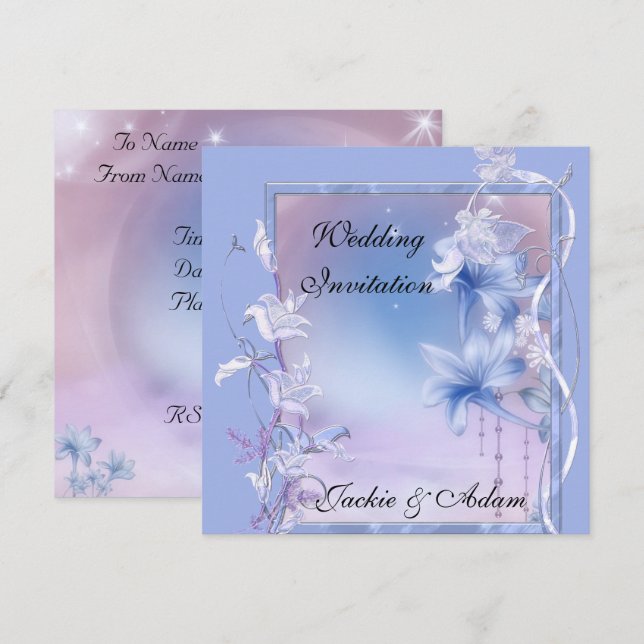 Invitation Wedding Lilac Floral (Front/Back)