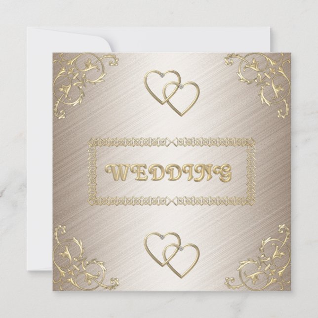 Invitation Wedding Off White with Gold Trims (Front)