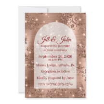Invitation Wedding Rose Gold Arched Glitter