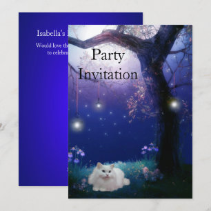 Invitation White Cat At The Tree Party
