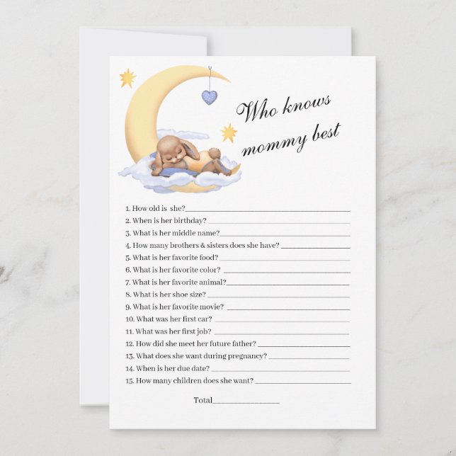 Invitation Who knows mummy best.  (Front)