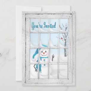 INVITATION - WINTER BLUES - SNOWMAN - WINDOW