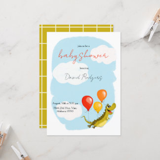 Invitation with crocodile for baby showers