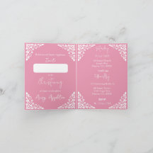 Invitation (write) Floral Cross Baptism Rose Pink