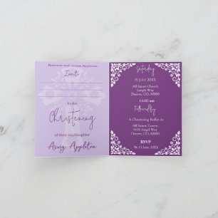 Invitation (write) Floral Cross Baptism Sweet Plum