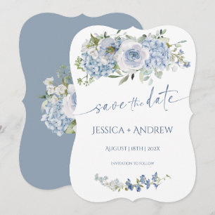 InvitationElegant Blue Floral Wedding Save the Dat Invitation