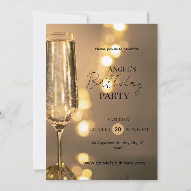 InvitationElegant Champagne Birthday Party Invitat Invitation (Front)