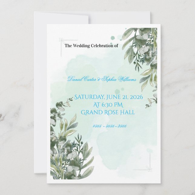  InvitationElegant Wedding Invitation Template | R (Front)