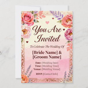 InvitationRomantic Floral Wedding Invitation   Ele